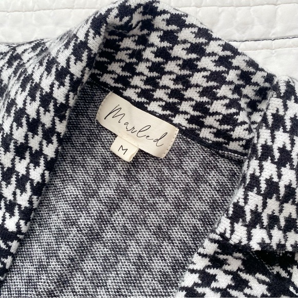 Marled Houndstooth Longline Double Breasted Button Sweater Blazer size Medium - Picture 2 of 9